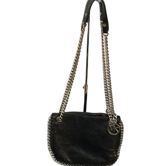 Michael Kors Handbags - Michael Kors Small Chelsea Messenger Bag Black Leather With Chain